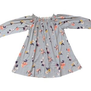 Hayden Los Angeles Blue Stripe Floral Off Shoulder Smocked Maxi Dress Plus 3XL